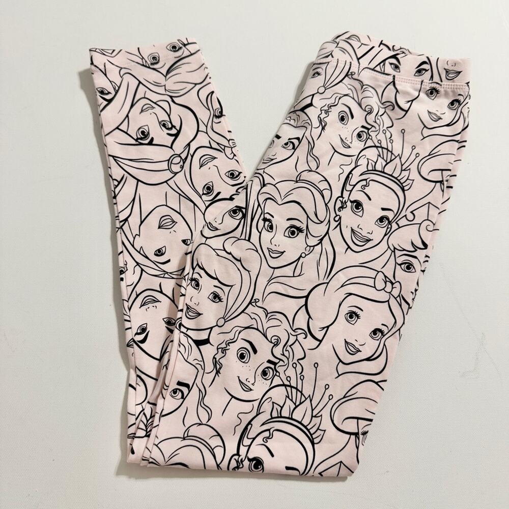 Disney Amazon Essentials Disney Princess Print Pink Leggings Girls Large NWOT